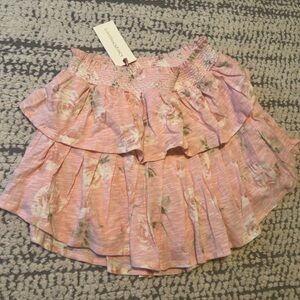 Pink floral loveshackfancy layered skirt